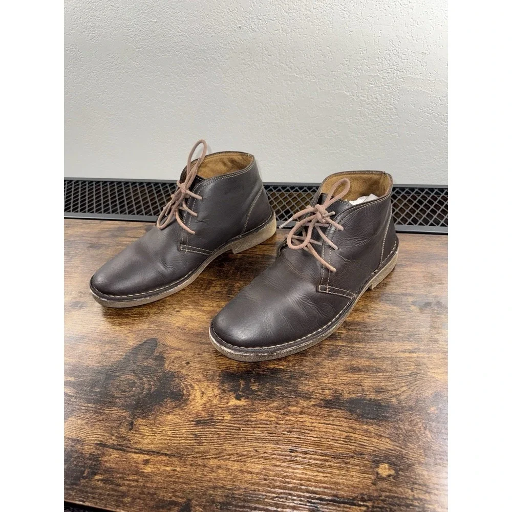 Dockers Mens Leather Chukka Boots Brown Lace Up Casual Desert Shoes Size 10M